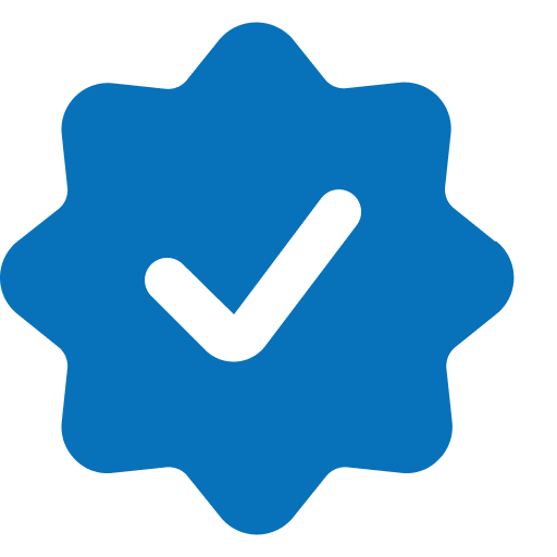 Verified icon in blue shape
