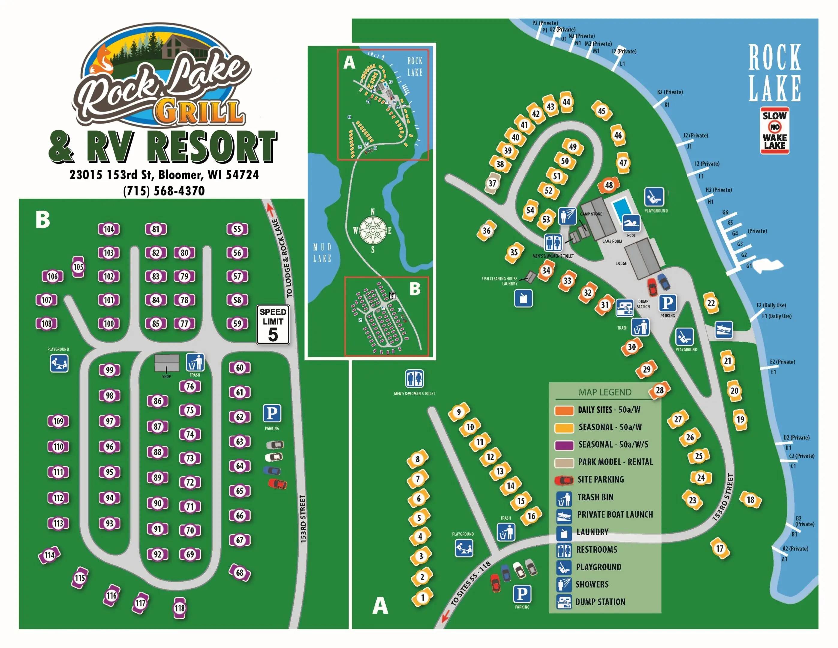 Campground layout near Rock Lake